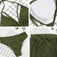 thumbnail image 5 of MSJUHEG Swimdress for Women,Tummy Control Swim Dresses,Wrap Swimwear,Skirt Bathing Suits for Women,Beach Crochet Knit Sets,Swimsuits for Women with Skirt,Skirt Bathing Suit Army Green L, 5 of 6