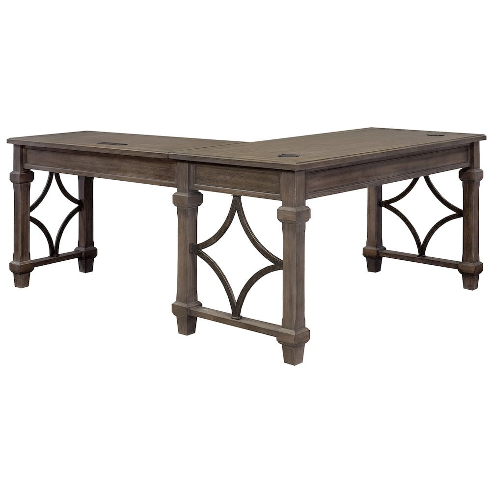 Martin Furniture Carson Wood Open L-Desk & Return Writing Table Office Desk Gray
