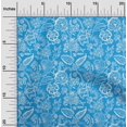 thumbnail image 2 of oneOone Cotton Jersey Blue Fabric Jacobean Silhouette Flower Diy Clothing Quilting Fabric Print Fabric By Yard 58 Inch Wide, 2 of 4