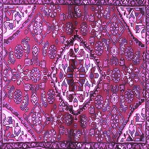 Ahgly Company Indoor Square Medallion Purple Traditional Area Rugs, 3' Square