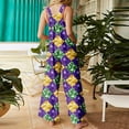 thumbnail image 6 of FrzhBrz Women's Mardi Gras Wide Leg Bib Linen Overalls Casual Loose Jumpsuits Pants for Women Parade Carnival Party Wide Leg Jumpsuits with Pockets, 6 of 6