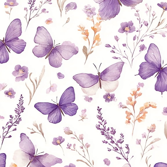 Peel and Stick Wallpaper Purple Butterflies Floral Soft Pastels Wall Mural 17.7in x 9.8ft Self Adhesive Removable Wall Paper Renter Friendly Wallpaper for Bedroom Shlef Cabinet Décor