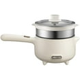 thumbnail image 1 of Bear Electric Cooking Pot with Steamer, 1.2L Stainless Steel Ramen Cooker, 2 in 1 Shabu Shabu Hot Pot, Multifunctional Cooker with Overheating Protection for Stew, Noodles-Beige, 1 of 5