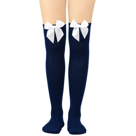 

Dyfzdhu Cute Stockings For Womens Bowknot Solid Color Thigh High Socks Breathable Over The Knee Socks Festival Christmas Long Tube Socks