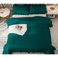 thumbnail image 6 of DNG Creations 1 Piece Vintage Ruffle Pattern Comforter Set Premium Ultra Soft 550 GSM All Season ( Full/Queen Size ) 100% Egyptian Cotton Solid Teal Colour, 6 of 8