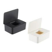 2Pcs Household Wet Wipes Dispenser Box Case with Lid Tabletop Storage Holder
