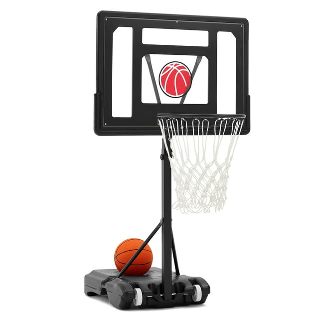 Danrelax 3.1-4.1FT Adjustable Pool Basketball Hoop, 32"x23" Backboard, Portable, Black