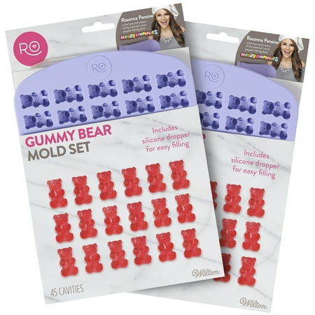 Rosanna Pansino by Wilton 45-Cavity Silicone Gummy Bear Candy Molds, Multipack of 2