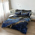 thumbnail image 2 of Black Gold Bedding Blue Marble Comforter Set 8 Pieces Bed in a Bag with 1 Black and Blue Comforter, 1Flat Sheet, 1 Fitted Sheet, 4 Pillowcases, 1 Marble Cushion Cover, 2 of 8