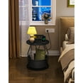thumbnail image 3 of Side Table with Charging Station, Round Nightstand with Storage Basket, Small Bedside Table for Living Room and Bedroom, 3 of 6