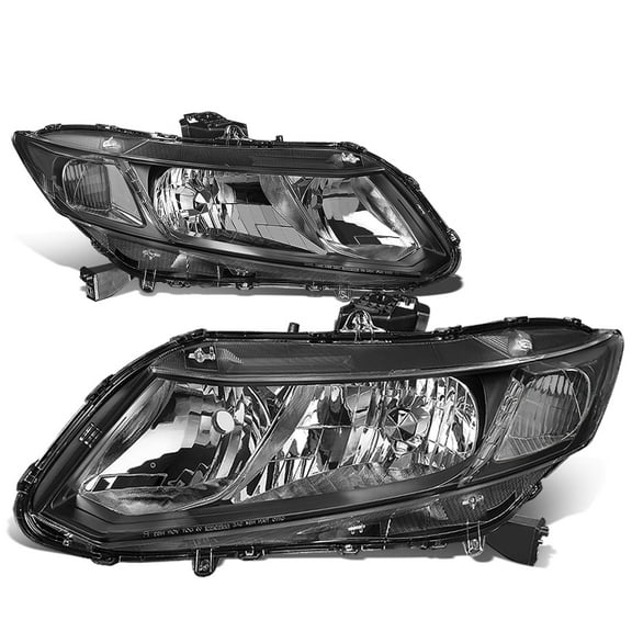 DNA Motoring For 12-15 Honda Civic JDM Black Clear Corner Headlight Lamps Pair Replacement