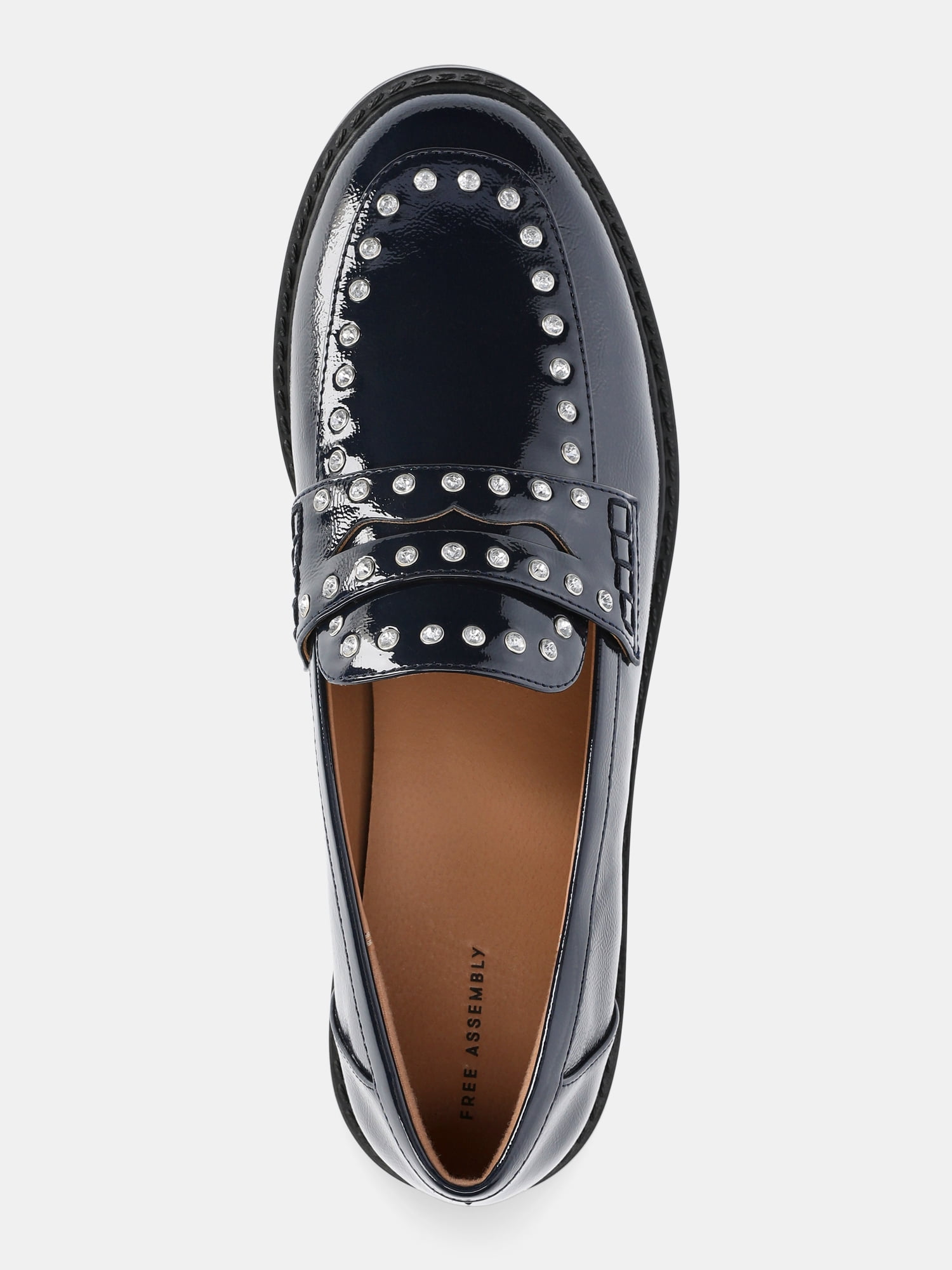 Free Assembly Women's Studded Faux Leather Loafers, Sizes 6-11