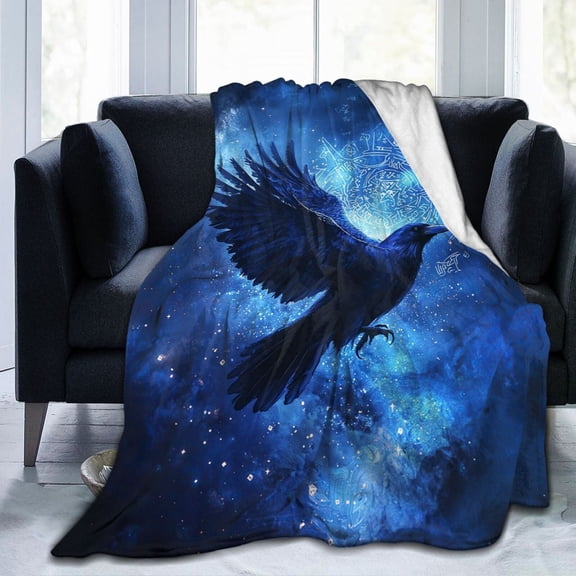 Mystical Raven Throw Blanket Ultra Soft Cozy Decorative Flannel Blankets for Home Bed Couch Chair Travel 50x40