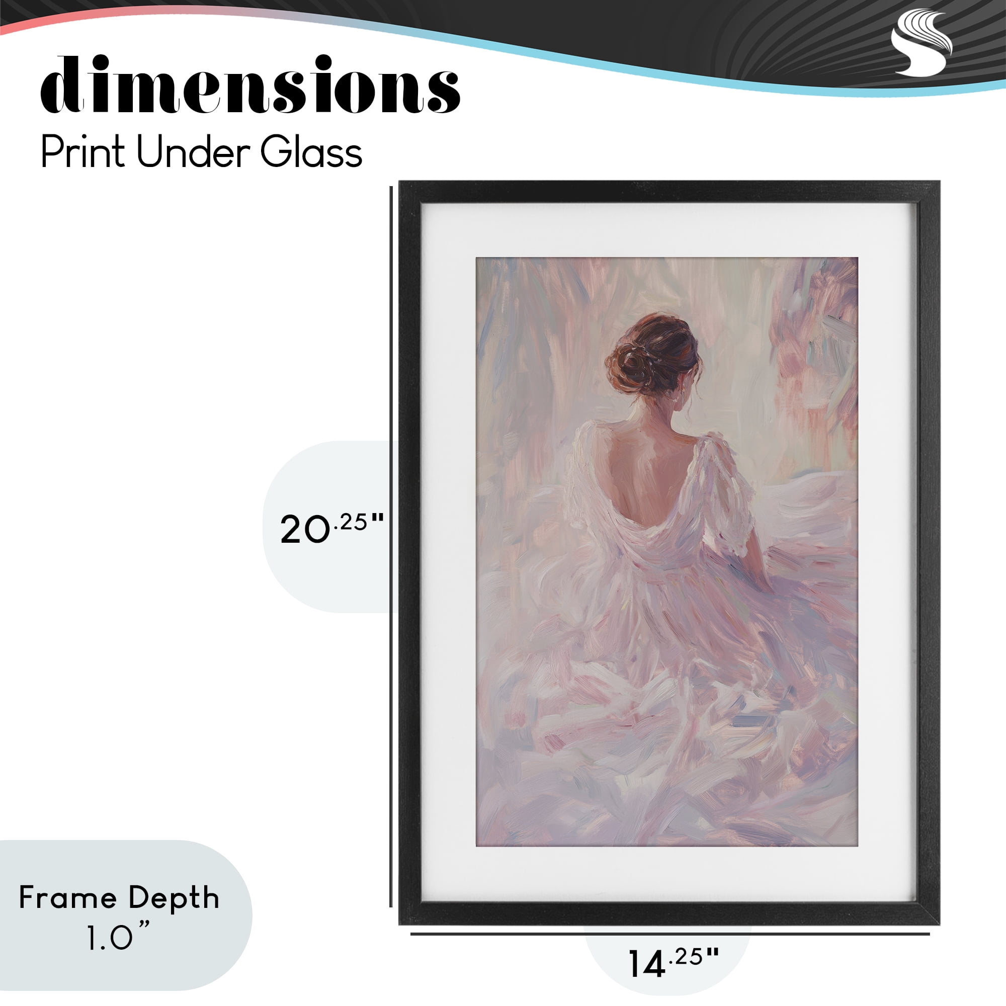 Stupell Industries Graceful Woman in Blush Gown Black Framed Print Under Glass, design by Petal Prints Design
