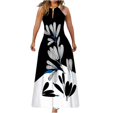 

Red Dress Sweater Dress Women s Summer Trendy Printed Crew Neck Collar Sleeveless Off Shoulder Dress Clearance 2022 Maternity Dress for Photoshoot Long Sleeve Dress Black L