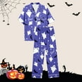 thumbnail image 7 of Halloween Pjs Women 2 Piece Short Sleeve Lapel Graphic Print Buttoned Top And Pants Loungewear Women's Sleepwear S, 7 of 7