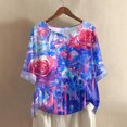 thumbnail image 2 of Women's 250th Anniversary USA Shirt Mid Sleeve Independence Day Top 4th of July Shirts America 250 Merchandise Loose Star Print Tee, 2 of 5