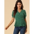 thumbnail image 3 of INSPIRE CHIC Women's Dots Print Tie Waist Ruffle Hem V Neck Wrap Peplum Tops, 3 of 6