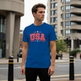 thumbnail image 3 of Smartprints Usa Stars Patriotic Men's T-Shirt Royal Blue, Cotton, S, 3 of 4