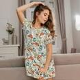 thumbnail image 3 of Easygdp Garden Of Little Bunnies Camisón de manga corta para mujer, informal, estampado, 3 of 6