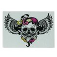 thumbnail image 1 of Gothic Cutting Board, Crazy Design Skull with Swirling Beard Hair and Wings, Decorative Tempered Glass Cutting and Serving Board, in 3 Sizes, by Ambesonne, 1 of 2