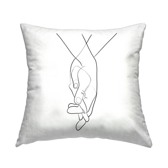 Stupell Industries Hands Intertwined Linework Drawing Romantic Gesture Country Black,18 x 7 x 18 Decorative Pillows