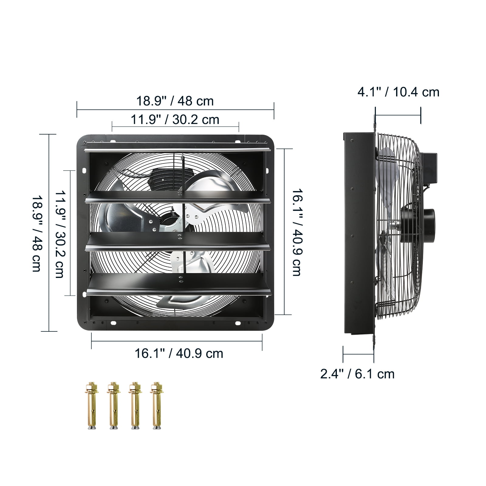 KFFKFF Shutter Exhaust Fan Shop Exhaust Fan 16'' Remote Control Wall-Mount Attic for Greenhouses, Garages, Sheds, ETL Listed