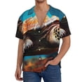 thumbnail image 1 of Balery Realistic Turtle Camisa Casual de Manga Corta con Botones para Hombre, Texturizada, Estilo Cubano, para Playa, Verano-Medium, 1 of 5