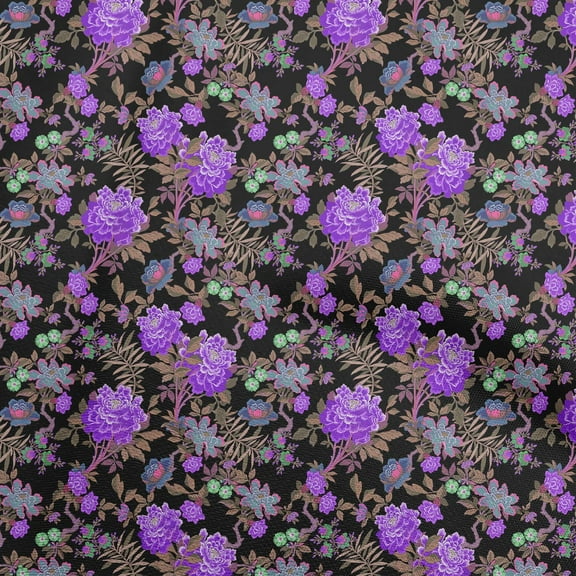 oneOone Polyester Spandex Black Fabric Florals Dress Material Fabric Print Fabric By The Yard 56 Inch Wide