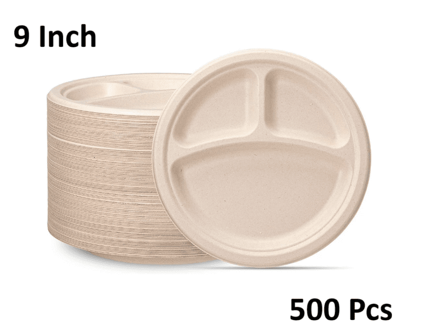 Bosphora Heavy Duty Disposable Paper Plates, 9 Inch, 500 Count, (10 Pack)