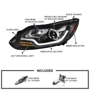 Spec-D Tuning Black Projector Headlights w/LED Turn Signal Light Bar Compatible with 2012-2014 Ford Focus, Left + Right Pair Headlamps Assembly
