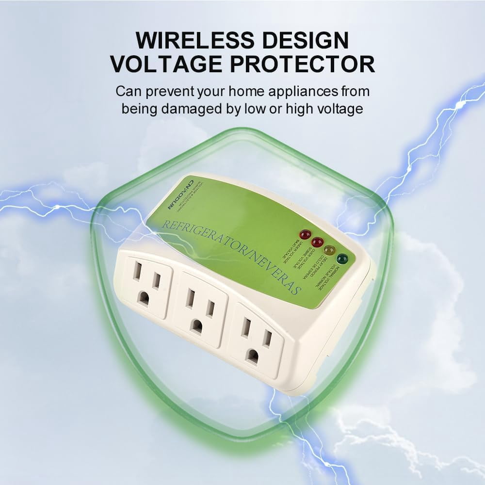 Refrigerator Surge Protector, CNAODUN Home Appliance 3 Outlet Power Surge Protector Voltage Brownout Outlet Suitable for PC/TV/Refrigerator 120V 15A(1 Pack)