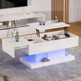 thumbnail image 4 of Noble House Lift-Top Coffee Table,High-Gloss LED Lit with Sliding Extendable Desktop & Lifting Mechanism,White, 4 of 9