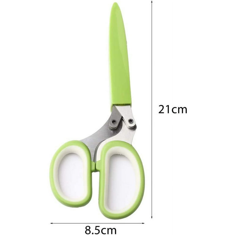 ShangTianFeng Herb Scissors Set Cool Kitchen Gadgets Gifts Kitchen Shears Scissors with Stainless Steel 5 Blades+Cover+Brush,Rust Proof,Sharp