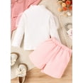 thumbnail image 3 of Child Girls 2 Piece Outfit Solid Colors Ribbed Long Sleeve Shirt and Shorts Set, 3 of 9