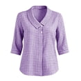 thumbnail image 4 of Enjoytime Ladies Tops and Blouses 3/4 Sleeve Collared V-Neck Button Down Blouses Business Casual Plus Size Womens Clothing, 4 of 6