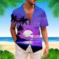 thumbnail image 2 of Mens T-shirts Men's Coconut Tree Short Sleeve Shirt Summer Casual 3D Printing Hawaii Short Sleeve Shirts Tops Mens Long Sleeved Workout Shirts Plain Long Sleeved Men Loose Fit Athletic Tops Blue XL, 2 of 5