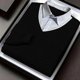 thumbnail image 5 of Ceisia Men's Regular-Fit Fake Two-Piece Cable-Knit V-Neck Sweater Multi-Solid Gift, 5 of 7