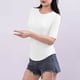 thumbnail image 4 of Tops de Manga Corta de Mujer Casual, Color Sólido Manga 1/2, Camiseta de Cuello Redondo, 4 of 6