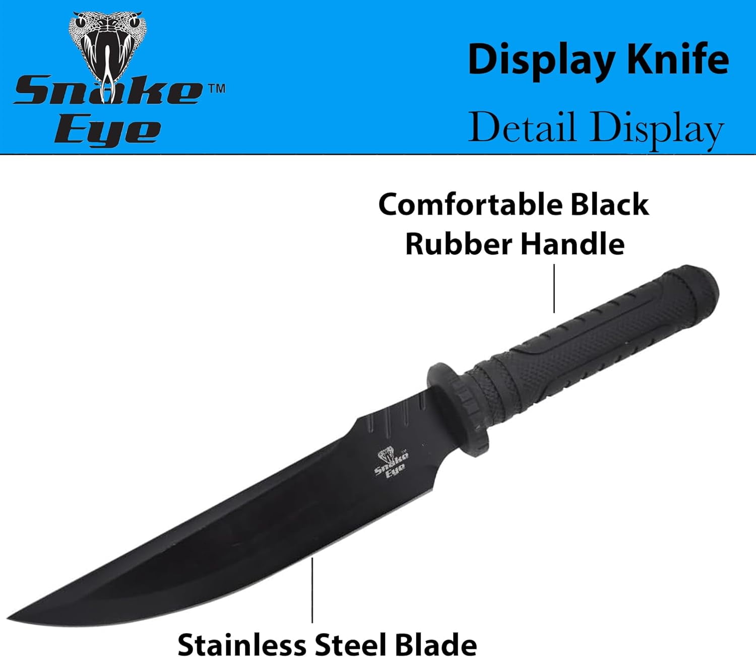 Snake Eye Tactical 15" Fixed Blade Hunting Knife - 9" Half Serrated Sawback Stainless Steel Blade w/ Nylon Sheath