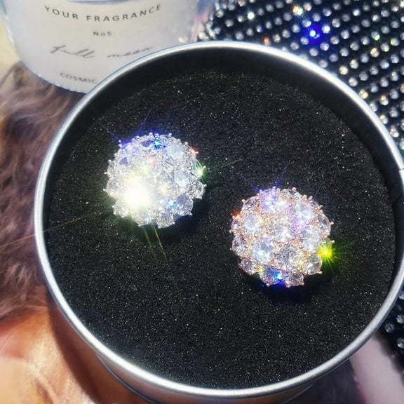 Luxury Round Super Flash Zircon Wedding Ring for Women European American Engagement Party Exquisite Jewelry Gift