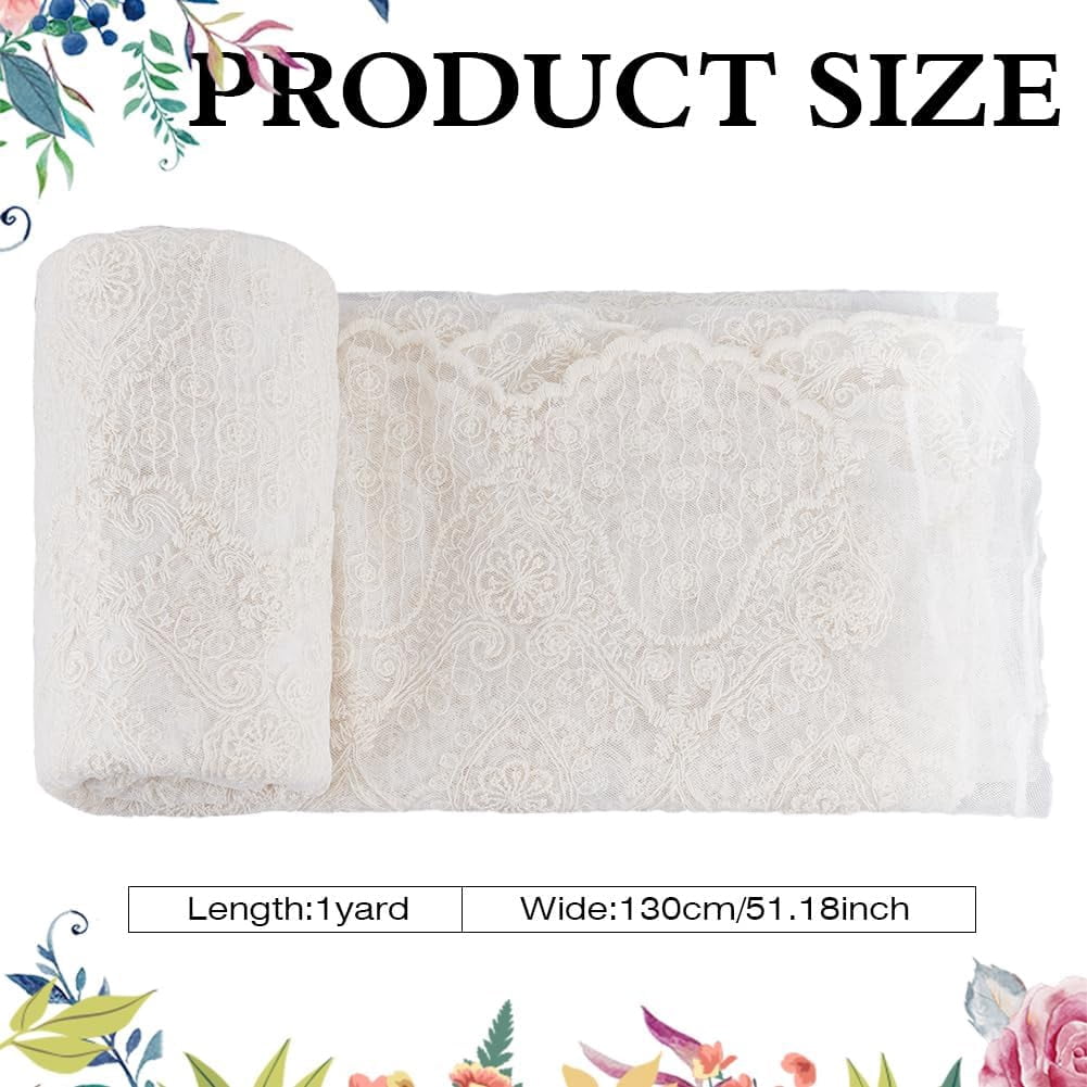 3 Yards Nylon Lace Fabric Clothing Accessories Flower Pattern Black 1740x0.2mm