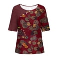 thumbnail image 2 of Rciityk Women's Summer Short Sleeve Tops Plus Size Cotton Linen Crew Neck T Shirts Casual Loose Printing Tees Blouses, 2 of 5
