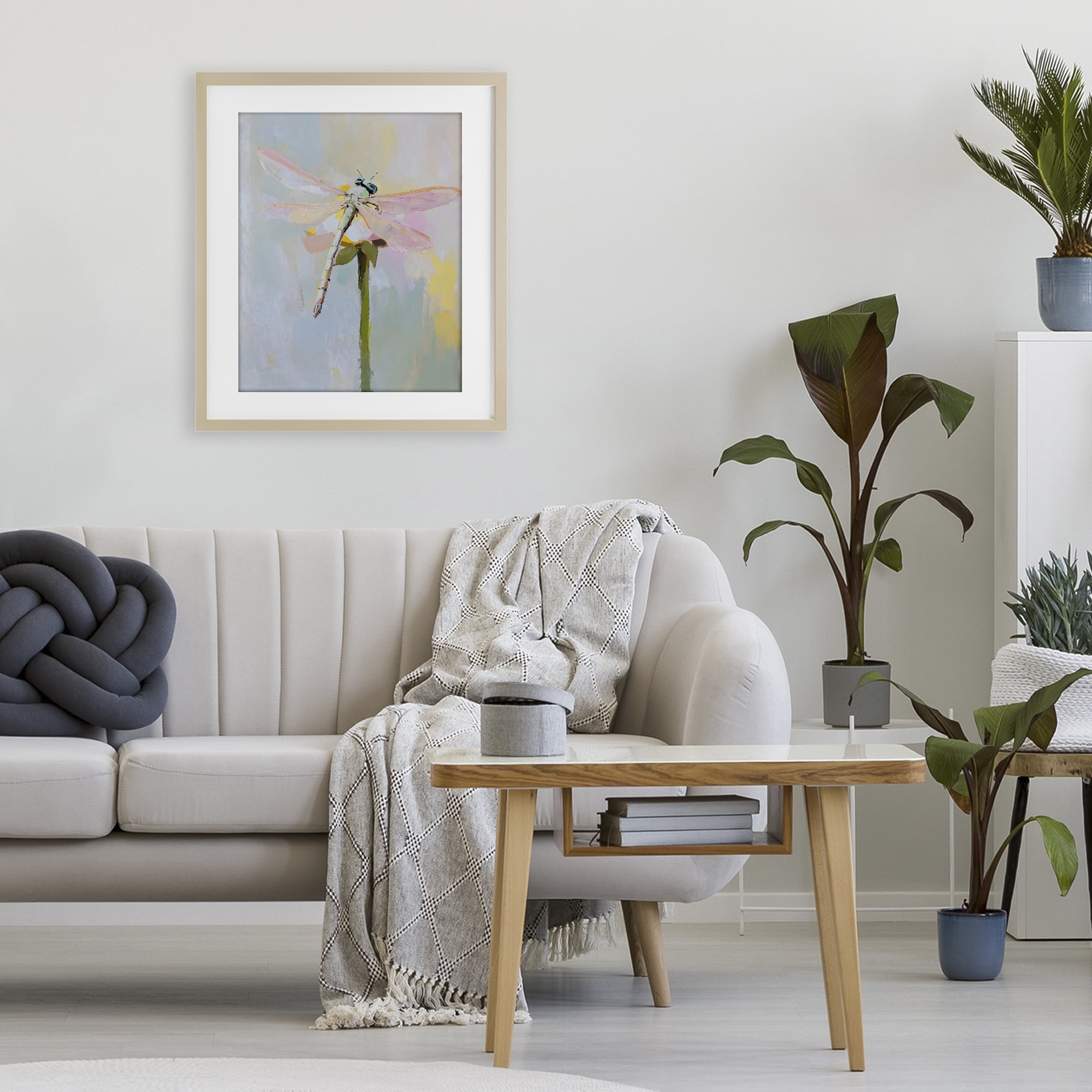 Stupell Industries Pastel Dragonfly Landing Birch Framed Print Under Glass, design by The Prints Vibe