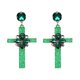 thumbnail image 1 of Joyería de moda, colgante de crucifijo chapado en aleación, pendientes colgantes, accesorio para niña (verde), 1 of 2
