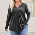 thumbnail image 4 of TQWQT Womens Plus Size Tops Fall Women's Plus Size Tunic Tops V Neck Henley Long Sleeve T Shirts Plus Women Basic Tees Dressy Casual Tunics Loose Fit Clothes for Women Gray L, 4 of 4