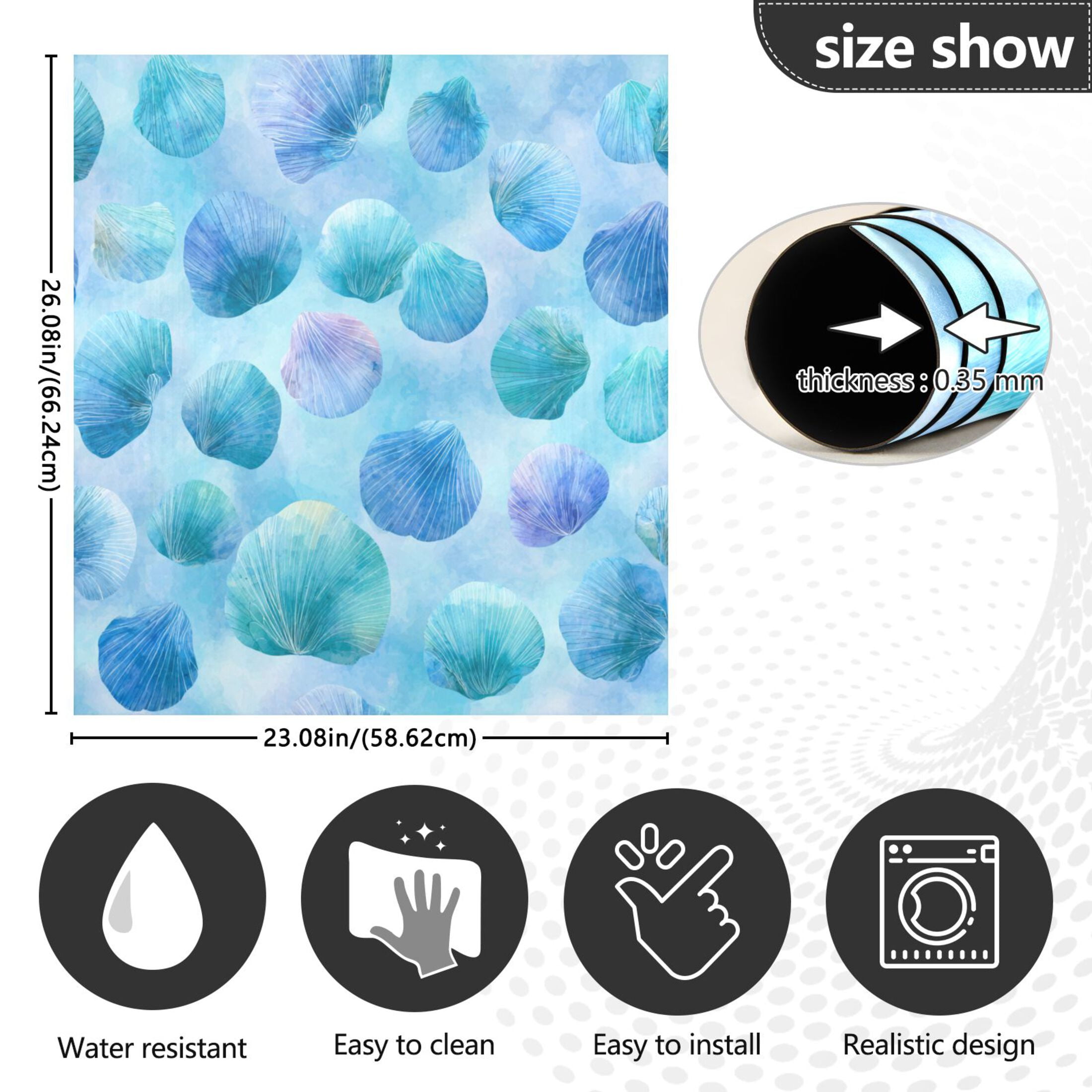 Dishwasher Magnetic Refrigerator Magnet Cover Sticker Home Decorative 23"x26" Watercolor Seashells Pattern