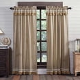 thumbnail image 1 of VHC Brands Classic Country Farmhouse Window Kendra Stripe Tan Curtain Panel Pair, Green, 1 of 3