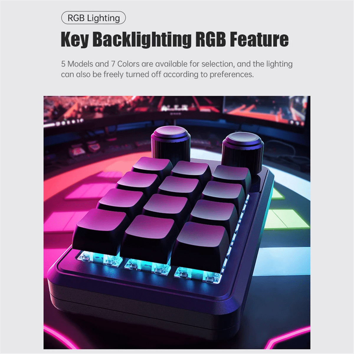 Programming Macro Custom Wired Keyboard RGB 12 Key Copy Paste Button Mini Gaming Keypad Hotswap Macropad Yellow+Black