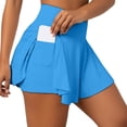 thumbnail image 6 of Aihuaihua Crossover Athletic Skorts for Women High Waist 2 in 1 Flowy Running Skirt with Pockets Stretchy Workout Tennis Skorts Blue L, 6 of 6